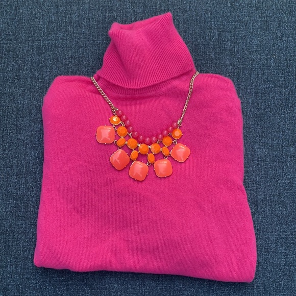 J. Crew Sweaters - J. Crew Hot Pink Cashmere Turtleneck size small